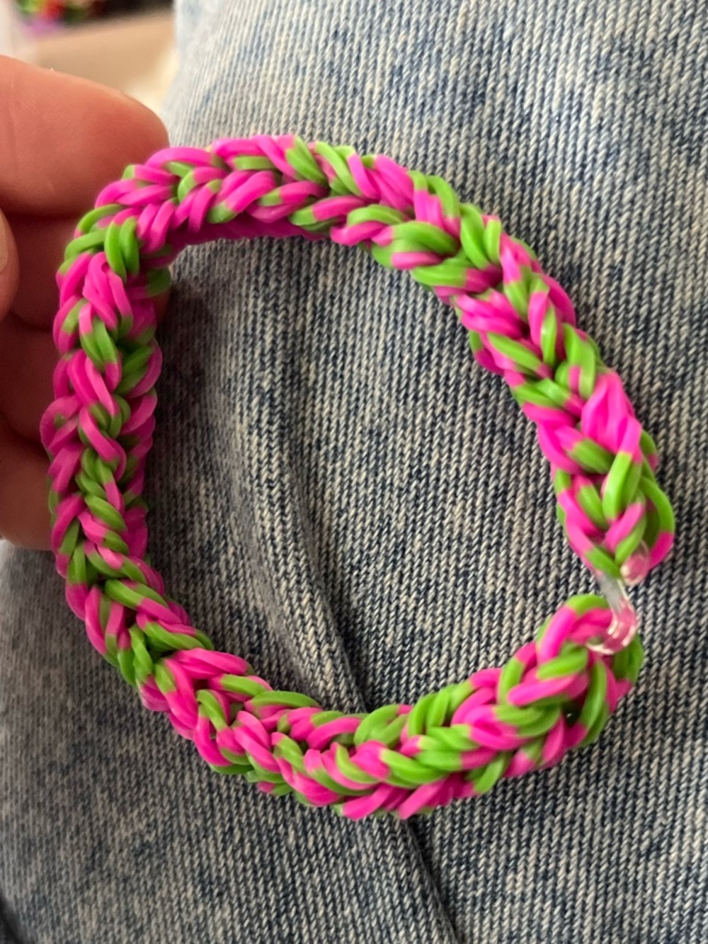 pink & green loom bracelet handmade